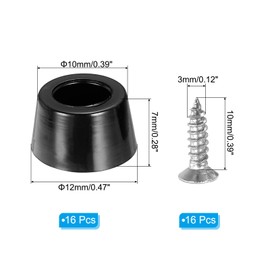 PATIKIL Cutting Board Feet, 16 Pack Round Rubber Feet Bumpers Non Slip Bumper Pads with Stainless Steel Screws for Furniture Chairs Desks Electronics (0.11"Wx0.28"H)