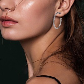 JadeAngel Designer Jewelry Twisted Hoop Earrings Fashion Two Tone Inspired Cable Wire Half Hoop Earrings for Women Gift, Brass, No Gemstone