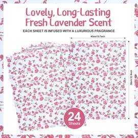 24 Sheets Scented Drawer Liners for Dresser 15.7 x 22.8 Inch Lavender Drawer Paper Non Adhesive Liners Dresser Scented Floral Print Fragrant for Kitchen Cabinet Shelf Closet(Rose Style)