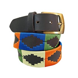 Carlos Diaz Mens Womens Premium Unisex Brown Leather Embroidered Designer Polo Belt (115 cm/ 44-46 Inches)