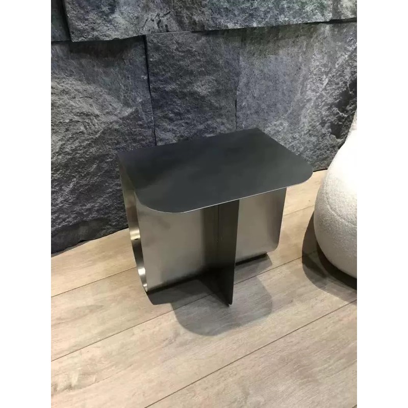 Modern Stainless Steel Side Table,Minimalist Storage Coffee Table(Silver)