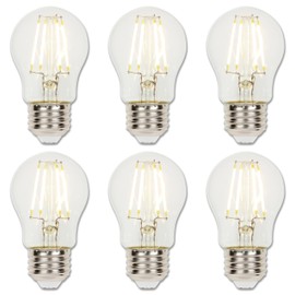 Westinghouse 5280020 4.5 Watt (40 Watt Equivalent) A15 Dimmable Clear Filament LED Light Bulb, Medium Base, 6 Pack