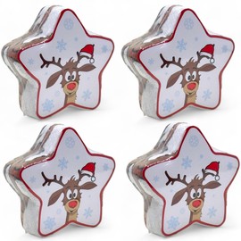 MIJOMA Set of 4 Magic Face Cloths Magic Towel Magic Towel Children's Gift Party Bag Tombola 100% Cotton Unfolds in Warm Water (Christmas Reindeer)