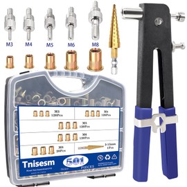 Tnisesm 501Pcs Rivet Nut Tool Kit, Rivnut Tool Kits,Professional Nutsert Tool Kit with Rivet Nuts Assortment Kit(M8/M6/M5/M4/M3) Rivet Nut Tool Suitable for Automotive,Industrial Applications