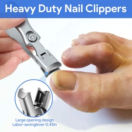 Lux German Nail Clippers for Men Set,Ultra Wide Toe Nail Clippers for Seniors Thick Toenails,Portable Ultra Sharp Fingernail Nail Clippers with Catcher,Toenail Clippers Kit with Safety Lock(Silver)