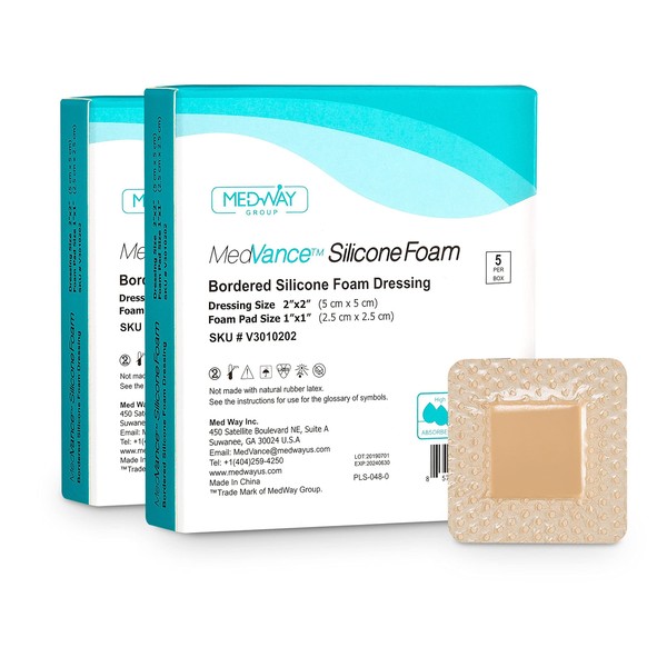 MedVanceTM Silicone - Bordered Silicone Adhesive Foam Dressing Size 2"x2"
