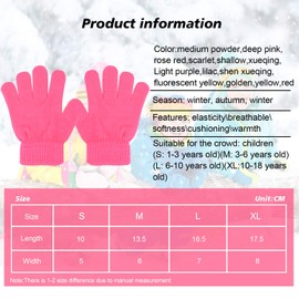 QKURT 12 Pairs Kids Magic Gloves, Winter Gradient Colors Thermal Gloves Stretch Full Fingers Gloves for Commuting Playing