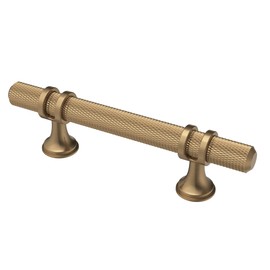 Alzassbg 10 Pack Champagne Bronze Cabinet Pulls, 3 Inch(76mm) Hole Centers Knurled Cabinet Handles Kitchen Hardware for Cabinets and Drawers AL3087BRG