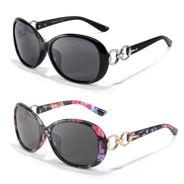 LVIOE 2P Sunglasses Womens Overisize Stylish UV Protection with Polarized Lenses for Outdoor Activities
