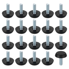 uxcell 20Pcs M6 Thread Furniture Feet Levelers, 23x20mm Adjustable Leveling Table Feet, Screw on Furniture Glide Leveling for Chair Stool Legs, Black