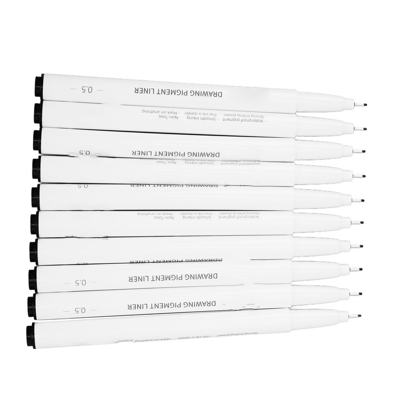 10Pcs 0.5mm Micro Line Pens Excellent Black Inks Smoother Writing