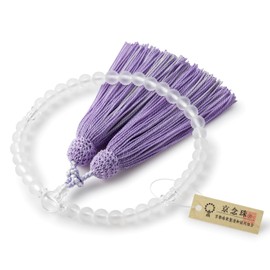 [Kyoto Traditional Crafts Kyoto Prayer Beads] Women's Funeral Juju, Crystal, Formal Prayer Beads, Women's Beads for Funeral, Women's, Beads for Women (Layered Bassa, Wisteria)