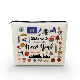 YULUENZE Take Me To New York Makeup Bag New York Travel Gift Small Canvas Organizer Bag with Zipper New York Cosmetic Bag Travel Present for Women Friends Families