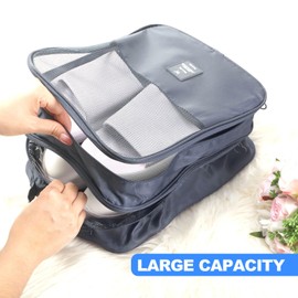 Windyun 2 Pcs Shoe Bags for Travel Holds 3 Pair of Shoes Travel Shoe Bag for Packing Portable Shoe Cubes for Travel and Daily Use(Gray)