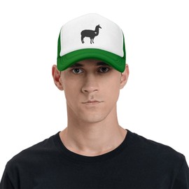 YNHXYFT Llama Alpaca Silhouette Mesh Baseball Cap, Heart Adjustable Trucker Hat Snapback Hiphop Cap for Men Women Green