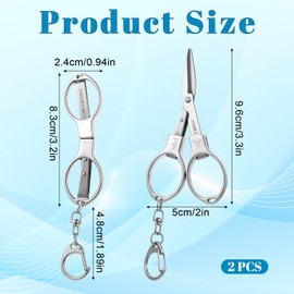 Piriuuo 2 Pcs Folding Scissors Travel, Stainless Steel Foldable Scissors-Secure Portable Travel Scissors for Craft Camping Outdoors