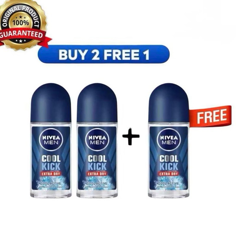 Buy 2 Free 1 Nivea Men & Women Deodorant Roll-On