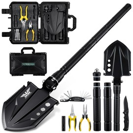 Golden Bird Survival Shovel Set - Multi-Tool Folding Camping Shovel with Carrying Case for Outdoor, 30 Inch Lengthened Handle Tactical Shovel, Off-Road, Gardening, Beach, Sand & Snow, Car Emergency