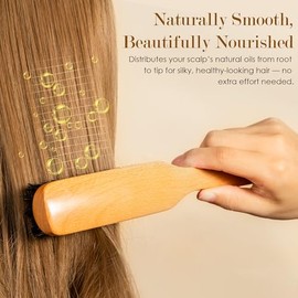 STYLEMATE - Cepillo de cerdas de jabalí para mujeres y hombres, cepillo de cerdas suaves para cabello fino y fino, cepillo de pelo suave de dureza med