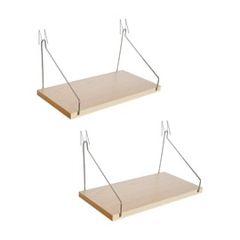 Fabric Walls Cubicle Shelf with Hooks, 11.8' Wooden Cubicle Shelves with Hangers, Cubical Accessories for Work, Office Cubicle Wall Decor, Cubicle Decorations for Women Men Desk (2, Natural)