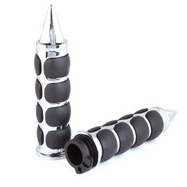 Pair of 1" Dual Motorcycle Bar End Hand Grips Handlebar for Cruisers Harley Yamaha Suzuki-Silver