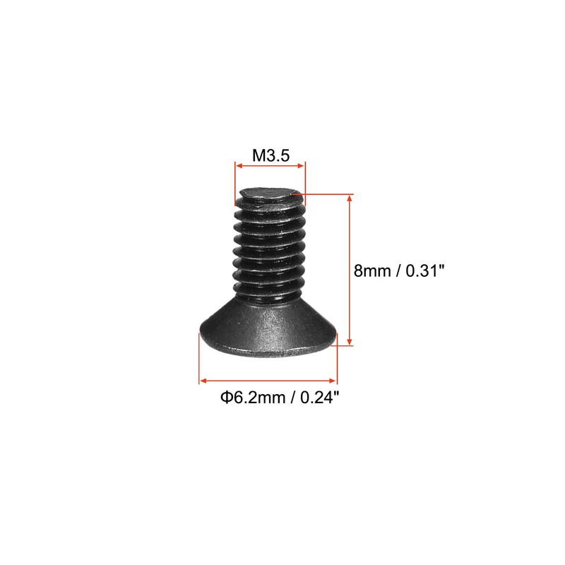 sourcing map M3.5 x 8mm Phillips Screw Fastener Black for