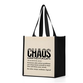 Jztco Chaos Coordinator Thank You Gifts for Coworkers Birthday Presents for Women Waterproof Tote Bag Beach Bag Reusable Grocery Bags Mothers Day Appreciation Boss Gifts for Women Friends Aunt Sister