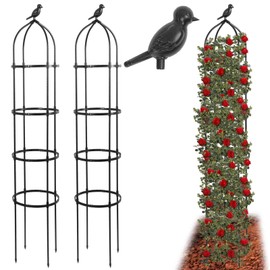 6FT Obelisk Trellis for Climbing Plants 2Sets,70" PE Coated Metal Garden Trellis,Plant Support for Climbing Vines,Flowers Stand,Thickened Tube Plant Tower,Rustproof Garden Obelisk for Outdoor&Indoor