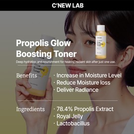 C’New LAB Real Propolis Glow Boosting Toner 150ml (5.07 fl.oz.) | Deep Hydration & Skin Barrier Strengthening Toner | Propolis Extract, Honey Extract, Panthenol, Korean Skin Care