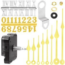 Keadic 16Pcs High Torque Long Shaft Quartz Clock Mechanism Kit Contains Clock Hands, Numeral Scale, Silent Sweep Motor Replacement for DIY Repair (Gold, Shaft Length 28mm/1.1”)