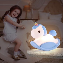 SAMTUNK Unicorn Night Lights for Girls Bedroom: Cute Silicone Lamp for Kids Bulit in Battery & USB Charging Cable - LED Rechargeable Unicorn Light