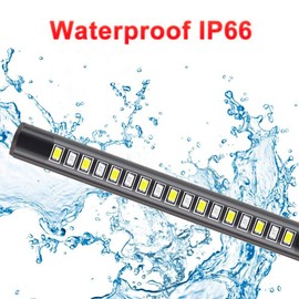 Purishion 2x universal flexible LED luz de cruce trasera freno placa de licencia luz integrada para bicicleta ATV coche RV SUV, freno / manejor luz trasera (Paquete de 2), ámbar blanco