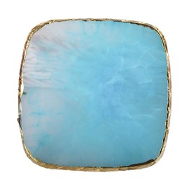 Minkissy Nail Art Mixing Tray Pallet Square Resin Palette for Manicure Easy Clean Space-saving Nail Display Tool for Jewelry and Art Supplies Elegant Blue Design