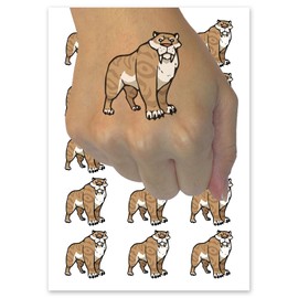 Sabertooth Tiger Extinct Cat Ice Age Temporary Tattoo Water Resistant Fake Body Art Set Collection - 15 2" Tattoos (1 Sheet)