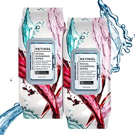 Face Wipes | Retinol Facial Cleansing and Gentle Make Up Remover Wipes - 2 Pack (50 Count Each) | Body Prescriptions