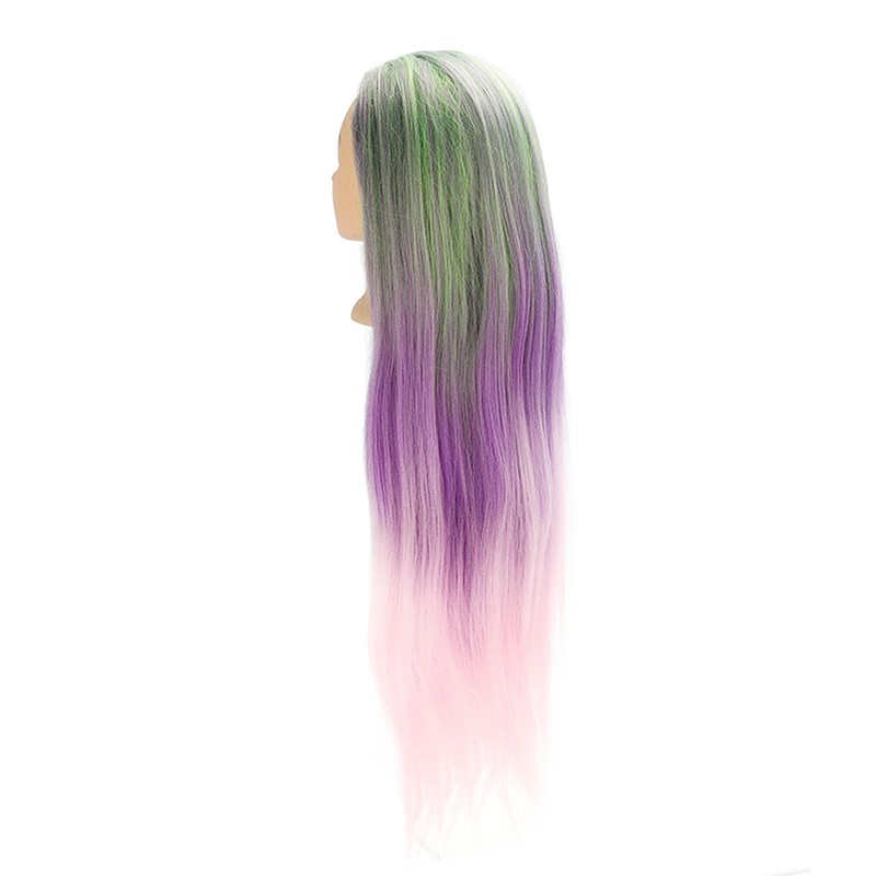Green Purple Gradient Wig Hair Mannequin Head Hairdressing Styling Training