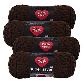 Red Heart Super Saver Yarn (4-Pack of 7oz Skeins) (Coffee)