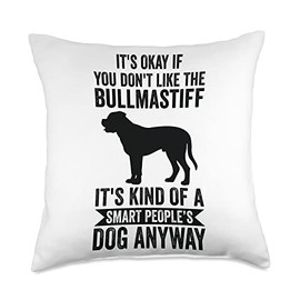 Funny Bullmastiff Gift for Men & Women It's A Smart People's Dog Anyway-Bullmastiff Throw Pillow, 18x18, Multicolor