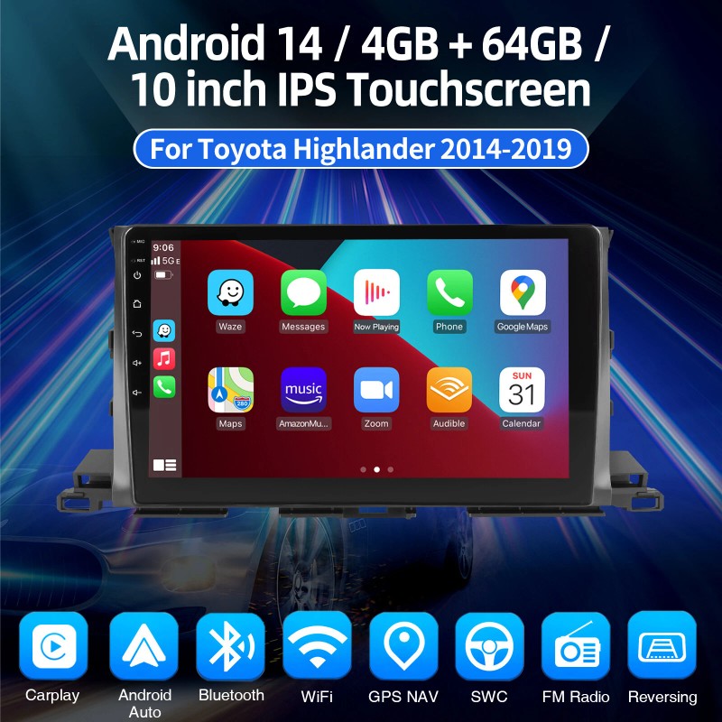 ESSGOO For Toyota Highlander 15-2019 Car Stereo Radio Carplay Android