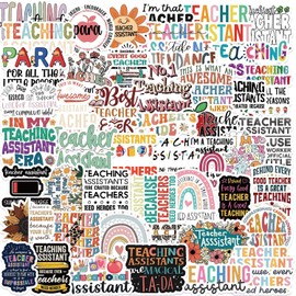 50 Pcs Teacher Assistant Stickers for Kid Teens Girls Boys Adults,Teachers Stickers for Laptop,Water Bottles,Bicycle,Skateboard,Computer,Waterproof Vinyl for Wall,Graffiti Stickers Pack