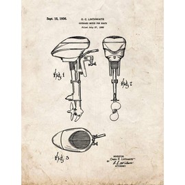 Outboard Motor For Boats Patent Print Old Look (20" x 24") M11708