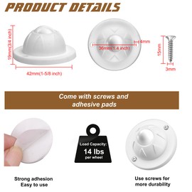 PlusRoc 8 Pack Self Adhesive Caster Wheels for Appliance, Load Capacity 110LBs(8PCS), Mini Swivel Wheels Sliders Roller for Stand Mixers Air Fryers