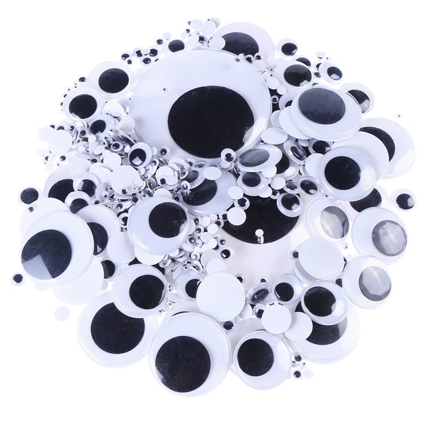 CCINEE 988 Pieces 5mm -100mm Black Wiggle Googly Eyes with Self-Adhesive for Craft and Sewing