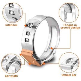 40Pcs 36.4mm-39.6mm Single Ear Hose Clamps 304 Stainless Steel PEX Cinch Clamps Stepless Cinch Crimp Rings Pinch Clamps for Pipe Fitting Connections