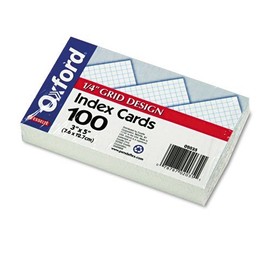 Esselte Pendaflex Corporation Products - Index Card, 8 Point, Grid, 3"x5", 100-Pack, White - Sold as 1 PK - Grid Style Index Cards are ideal for making math flash cards or noting formulas and computations. Cards are rotary cut for uniform height and prin