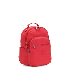 Kipling Women's Seoul Small Backpack, Durable, Padded Shoulder Straps with Tablet Sleeve, Bag, Red Rouge, 6" L X 8.25" H X 2" D