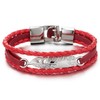 COOLSTEELANDBEYOND Feather White Braided Leather Bracelet for Men Women Three-Row