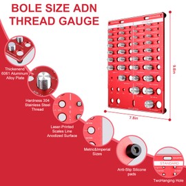 USTSOK 42 Nut and Bolt Thread Checker,Bolt Size and Thread Gauge, 15 Metric & 19 Standard & 8 Drill Bit Gauge, Thread Pitch Gauge, Wall-Mountable Bolt Thread Identifier Gauge with Inch & Cm Ruler