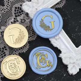G Formula Vintage Retro Brass Initial G Wax Seal Stamp - 2 Pcs Alphabet Letter Wax Stamp Kit with New Pattern