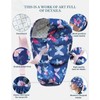 Ponytail Scrub Cap for Women – Navy Blue Butterfly Garden